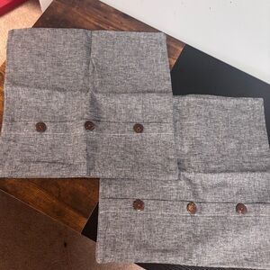 Set of 2 Gray Accent Pillow Covers with Button Detail